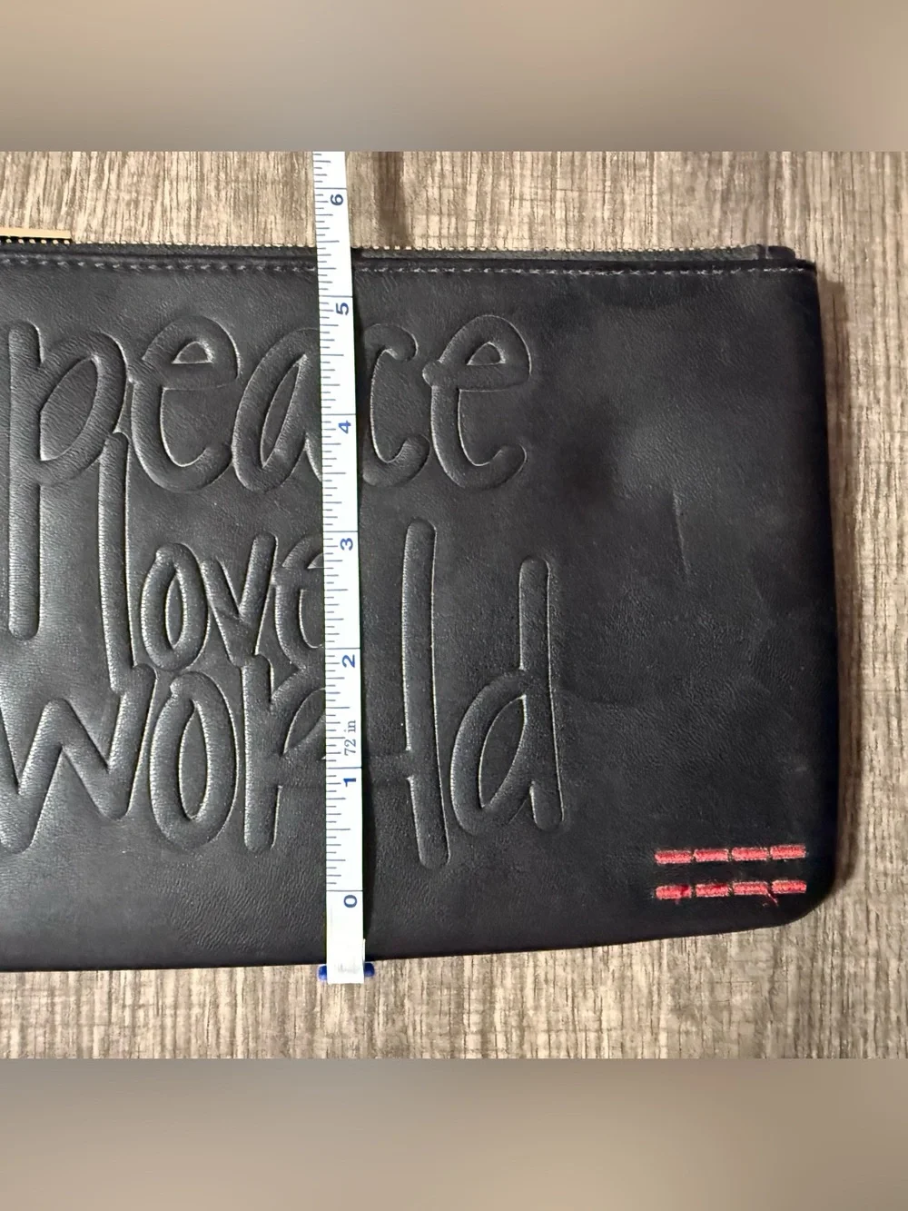 2 Peace Love World Black Embossed Leather Clutch Wristlets